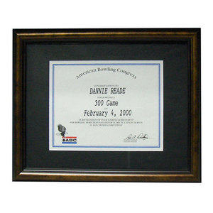 bowlingball.com Bronze Certificate Display Frame