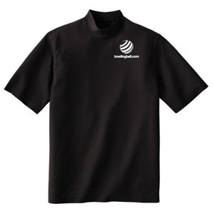 bowlingball.com Black Mock Neck Shirt w/ White Embroidered Logo bowlingball.com Black Mock Neck Shirt w/ White Embroidered Logo