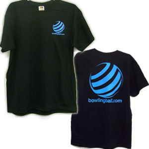 bowlingball.com Black T-Shirt with Light Blue Lettering bowlingball.com Black T-Shirt with Light Blue Lettering