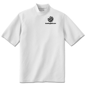 bowlingball.com White Mock Neck Shirt w/ Black Embroidered Logo bowlingball.com White Mock Neck Shirt w/ Black Embroidered Logo